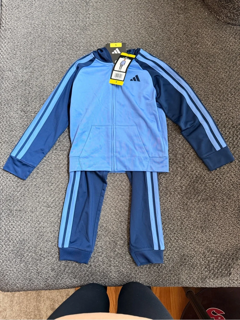 adidas Light Blue & Navy Kids Track Hoodie and Pants